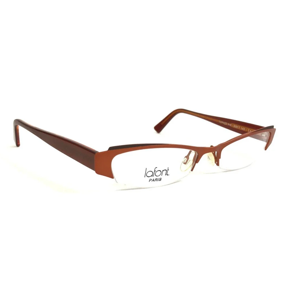 Jean Lafont Eyeglasses Frames TOPAZE 945 Brown Orange Cat Eye Half Rim 50-17-140